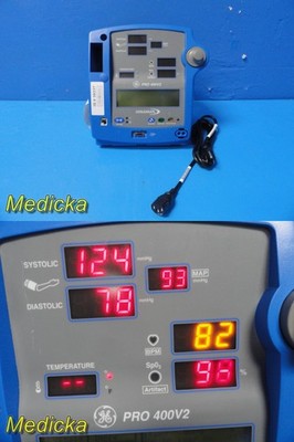 GE DINAMAP Pro 400V2 Vital Signs Monitor   NIBP/MAP/BPM/SpO /Temp (AS-IS) ~38337