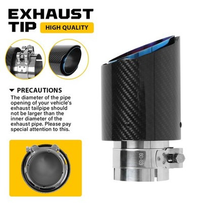 2.5 ID-3.5 OD Carbon Fiber Universal Tailpipe Exhaust Tip 304 Stainless Steel 1X