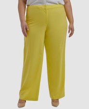 Calvin Klein Women's Green Lux Highline Tab-Waist Pants Plus Size 14W