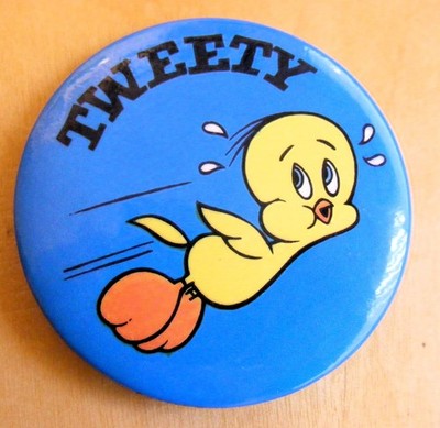 VINTAGE WARNER BROTHERS TWEETY 1975 METALL ANSTECKNADEL ABZEICHEN 5,5 cm