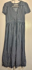 Christy Dawn Dawn Dress Silk Sample Navy White Stripe O/S Midi Cottagecore