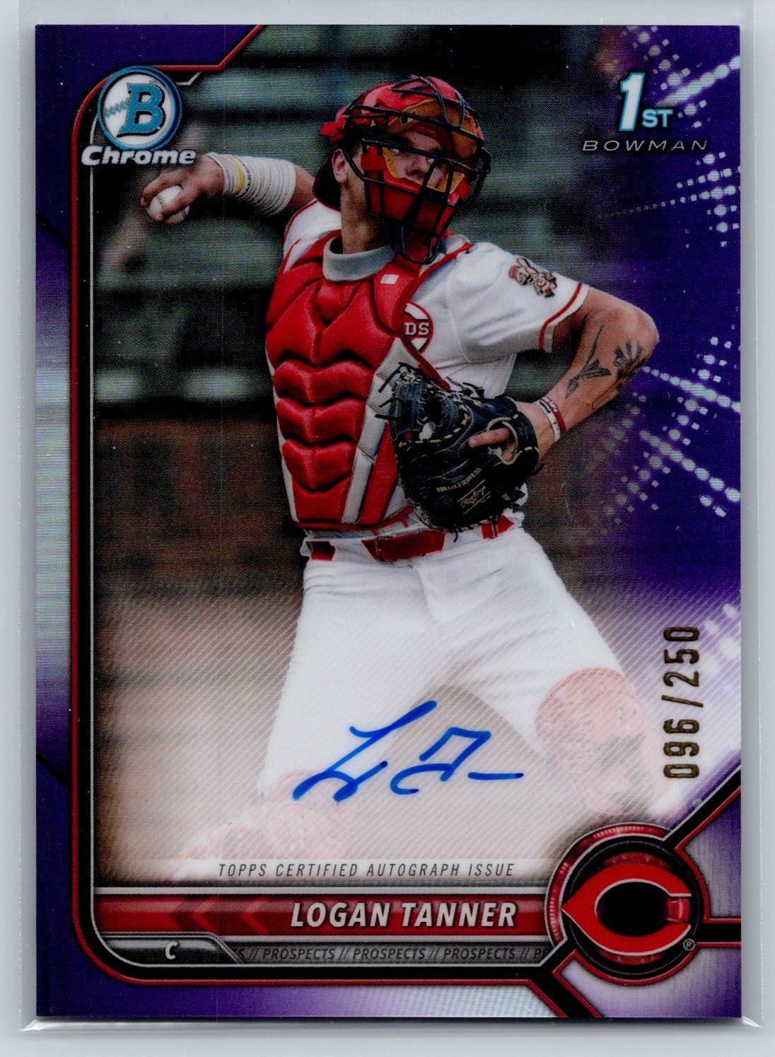 2022 Bowman Draft #CDA-LT Logan Tanner Chrome Draft Pick Autographs Purple #/250