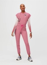 Figs XXS Reg Women's Rafaela Cargo Jogger Scrub Jump Suit- Chalk Pink