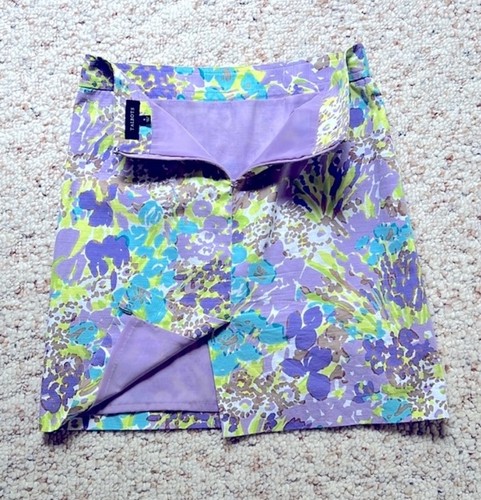 Talbots Size 6 Purple Blue Yellow White Floral Women’s Skirt - Picture 4 of 4