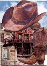 ACEO Original Art Collage, ATC  Handmade, Frontier Echoes  #36 7/7 by Tehillah