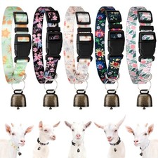 5 Pack Goat Collars with Bells, Horse Sheep Grazing Copper Bells and Adjustable