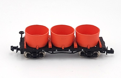 N Scale Train Car UPRR Flat Water Car Three Tub Load Bachmann Union Pacific