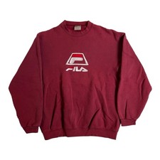 Vintage Fila Crewneck Sweatshirt Size XL Maroon Embroidered USA Made 90s