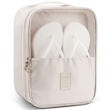 Travel Shoe Bag Organizer With Mesh Panel Carry Handle Zipper Holds 3 Pairs