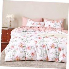 - Floral Duvet Cover Set, Cottagecore Cottage Rustic Twin/Twin XL Pink White