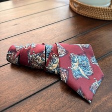 vintage Oscar de la Renta couture silk necktie tie Made in USA maroon 57" artsy