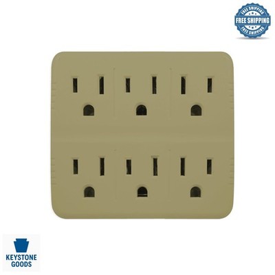 GoGreen Power 6-Outlet Wall Tap Adapter - Grounded, Surge Protected, White