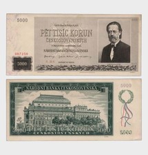 Czechoslovakia - 1945 - 5000 Korun -  aUNC   #CO8163