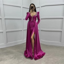 Puff Sleeves Mother of the Bride Dress Slit Groom Mother Dress Robes Mariage