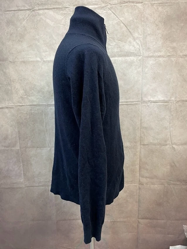 Perry Ellis Men's Full Zip Cardigan Dark Blue Merino Blend Size M - Image 4 of 4