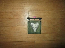 Vintage NOS JEREMY DILLER Raku Mini Wall Art Hanging Tile w/ Heart & Bead Trim