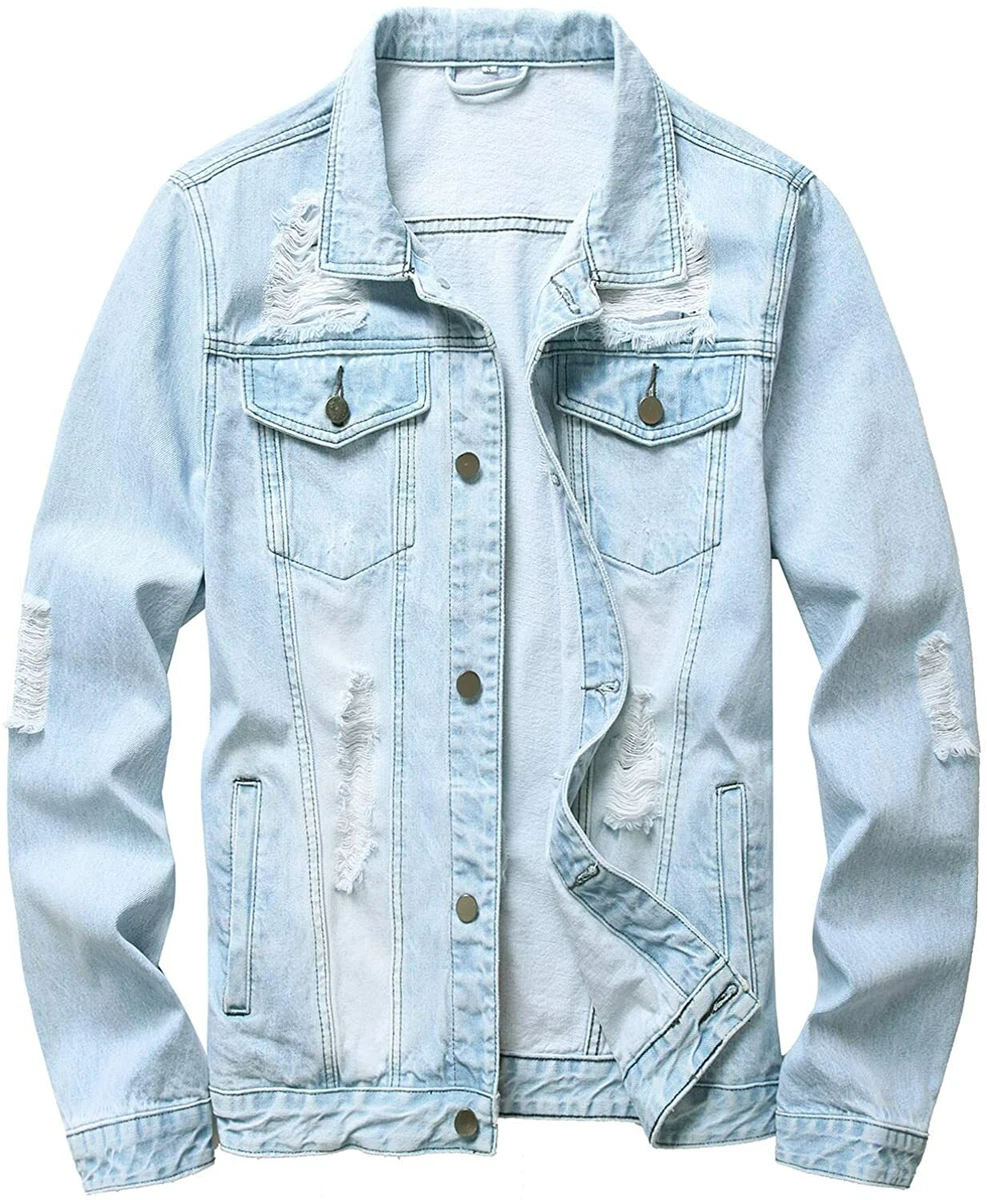 Ripped light hotsell denim jacket