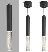 Modern Black Cylinder Crystal Pendant Light, 3 Colour Temperature 3000k/4500k/65