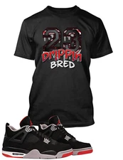 Sneaker 23 BRED Dripping Tee Shirt to Match Retro Air J4 Shoe Mens Graphic Tee