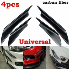 4Pcs JDM Black Carbon Fiber Car Bumper Fin Canards Splitter Diffuser Spoiler Lip