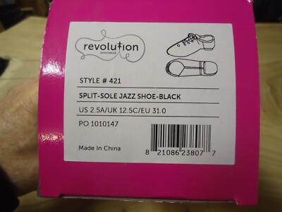Revolution Dancewear Premium Split Sole Jazz Shoe 421  Black Size 2.5 CHILD/ADUL