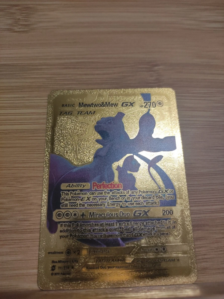 Mewtwo GX Full Art Shiny Gold Metal Card