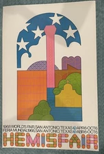 San Antonio Texas 1968 Hemisfair !!ORIGINAL ! Vintage Poster Retro RARE!!!!