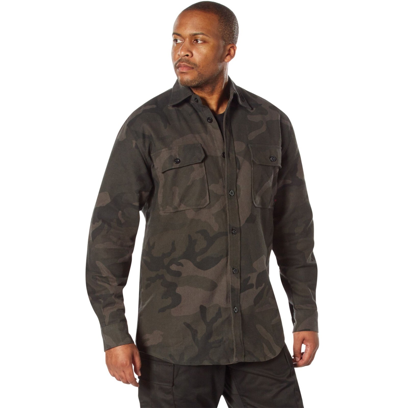 Rothco Men&rsquo;s Heavyweight Camo Flannel Shirt - Cotton Butto
