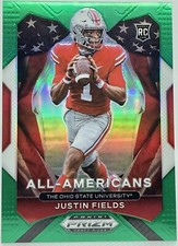 🔥2021 PRIZM DRAFT PICKS ￼JUSTIN FIELDS ALL AMERICAN ROOKIE GREEN PRIZM🔥