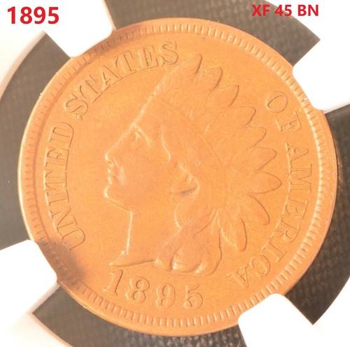 US Indian Cents 1895 1C Copper Coin NGC XF 45 BN