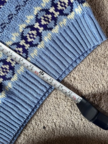 Made in Ireland Blue Patterned Acrylic Wool Blend Cardigan Jumper - Large - Picture 19 of 19