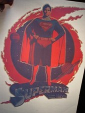 SUPERMAN THE MOVIE VINTAGE 1970's SUPER HERO IRON ON TRANSFER -NICE, B-4