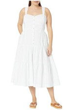 Madewell Women's Suzette Tiered Midi Seamed Bodice Dress Eyelet White