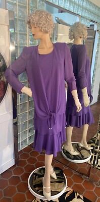 sachin and babi light blue dress Purple Drop waist Dress w Jacket size S/M Gatsby Flapper Inspired