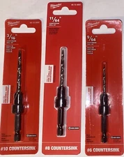 MILWAUKEE #6, #8, #10 Wood Countersinks 3-Separate Pkgs 48-13-5002, 5001, 5000
