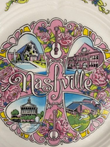 Vintage Nashville Pink Floral Decorative Plate 10.25”, Scotty, Japan MCM EUC