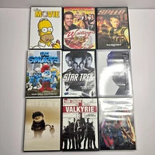 Lot of 9 Mixed Genre DVDs Movies Speed, Valkyrie, Transformers, Simpsons, Smurfs