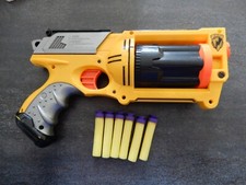 NERF N-Strike Maverick Rev-6 Blaster Rotating Barrel Dart Gun Yellow w/Darts