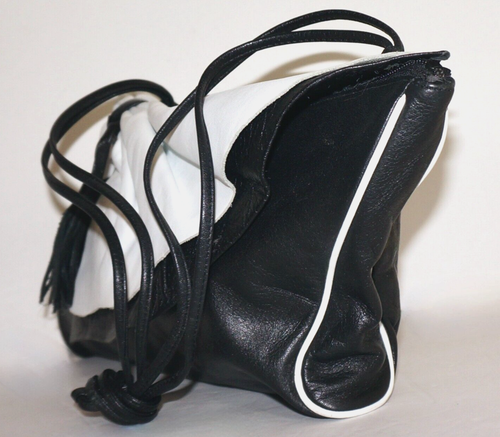 80's Vintage BRIO Black & White Leather Shoulder Bag 8x13 - Picture 9 of 12