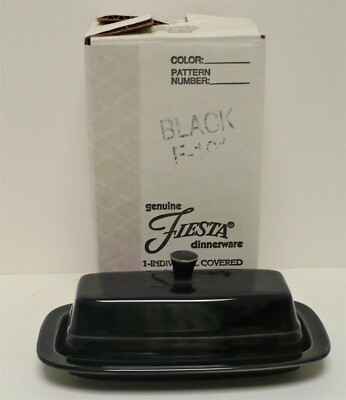 FIESTA BLACK OLDER STYLE COVERED BUTTER DISH New 2010 Original Inventory w/Box