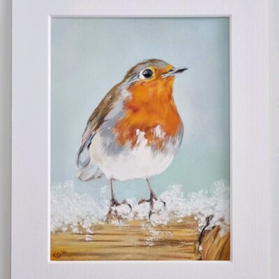 Original Pastellstifte weich Pastell Zeichnung Vogel Kunst Rotkehlchen Malerei