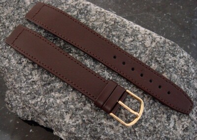 Vintage Hirsch Brown ''Dakota'' Stitched 18mm Open-Ended Watch Strap