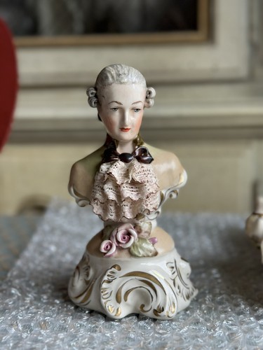 Vintage 1940er Jahre Corday Cordey Porzellan Dame Gentleman Büste Figur viktorianisch - Bild 8 von 24