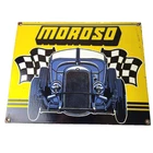 Vintage Moroso Sign - Automobile Hot Rod Gasoline Service Pump Porcelain Sign