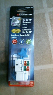 Monster Just Hook it 140246-00 Cat 5e 90° Keystone Jack, FREE SHIPPING