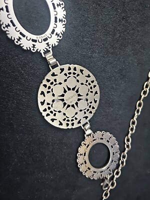 Chico’s Sculptural Medallion Chain Belt – Antiqued Silver Tone Chico main image 3