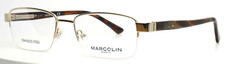 MARCOLIN EYEWEAR MA3012 032 Gold Mens Rectangle Half Rim Eyeglasses 55-19-145