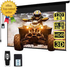 120" Motorized Projector Screen Electric Diagonal Automatic Projection 4:3 HD Mo