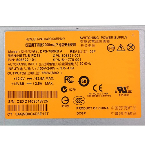 Power Supply PSU 12V 60A 750W For HP DPS-750RB A DPS750RBA - Afbeelding 2 van 6