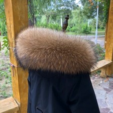 Unisex Real Real Raccoon Fur Collar Scarf Warm Hood Trim For Jacket Coat Collar
